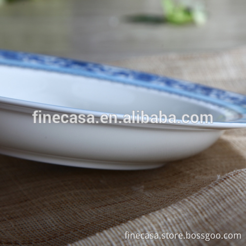 8.5 Inches Porcelain Soup Plate set of Blue in China